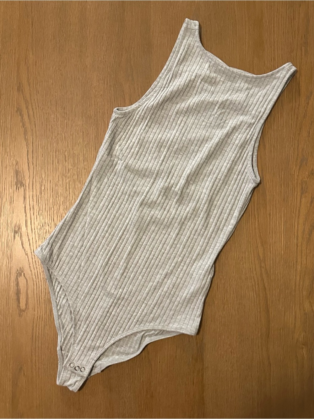 Abercrombie & Fitch Ribbed Sleeveless Bodysuit in Light Gray